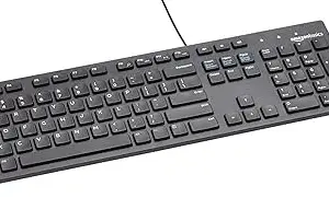 Amazon Basics Wired QWERTY Keyboard, Full-Sized, Black